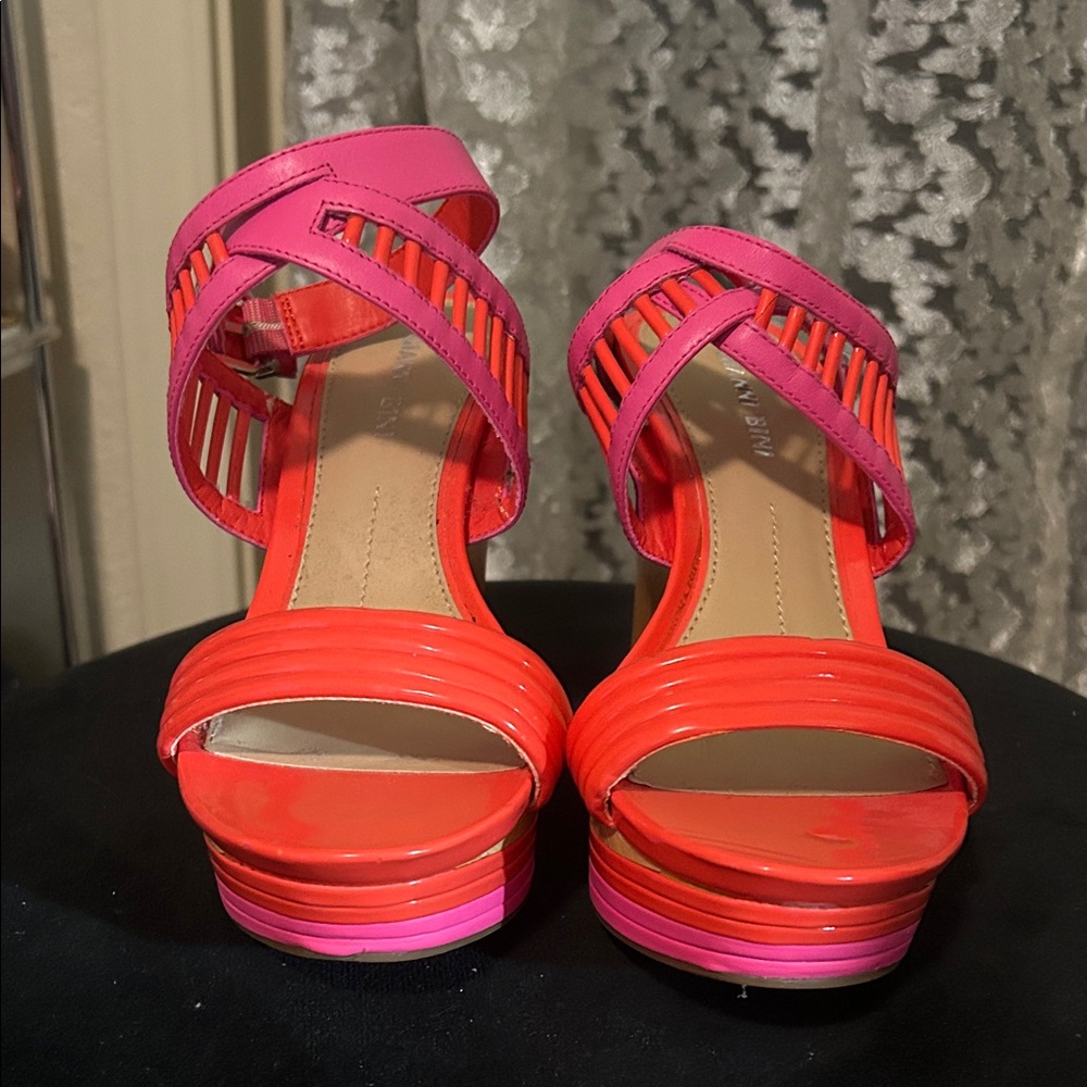 Gianni Bini Vibrant Pink and Red Sandals